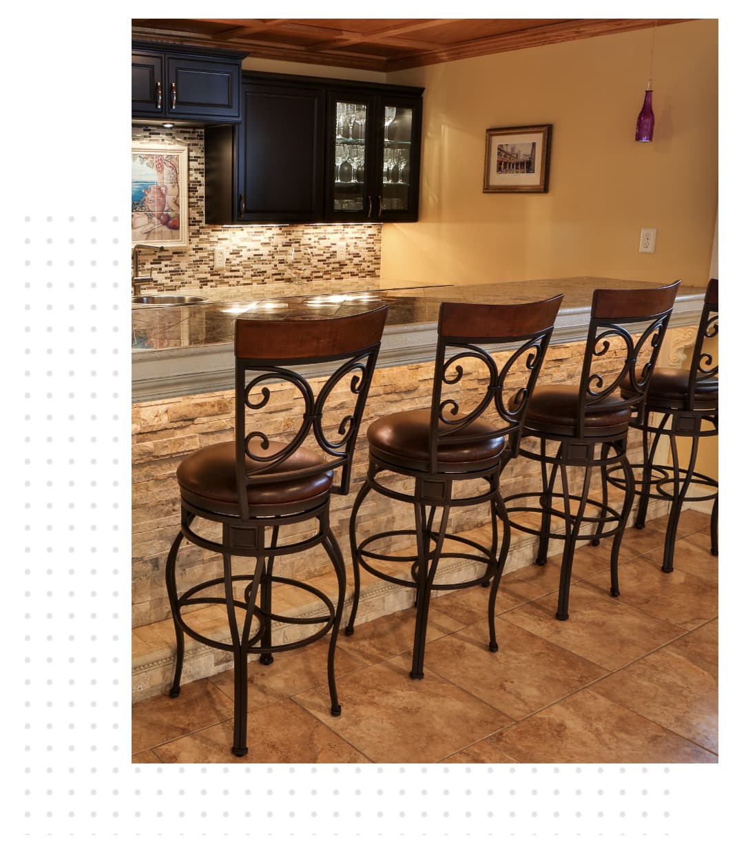 custom built bar area by Howell Contracting